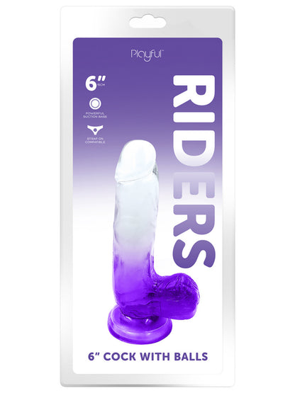 Riders - 6" Cock with Balls Purple