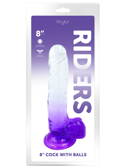 Riders - 8" Cock with Balls Purple