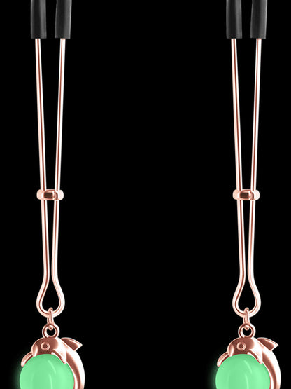 Bound - Nipple Clamps - Glowing Dolphin - Rose Gold