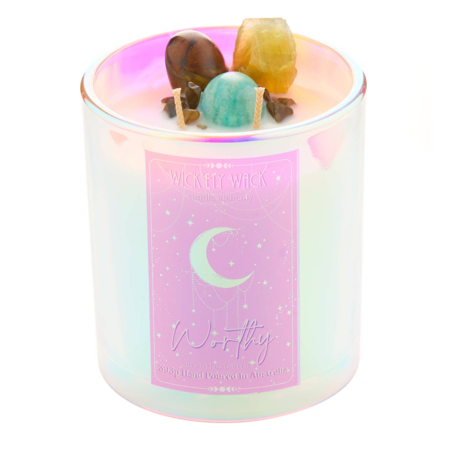 Wick’ety Wack - Manifestation Crystal Candle Collection: Worthy - Pink Sugar