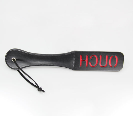 Berlin Baby - Faux Leather Paddle 'Ouch' Imprint - Red & Black