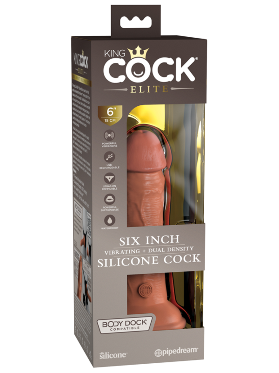 King Cock Elite - 6" Vibrating Silicone Dual Density Cock