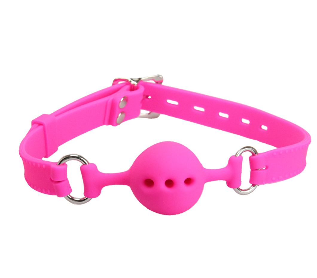 Love in Leather - Breathable Silicone Gag with Silicone Straps - Pink Petite