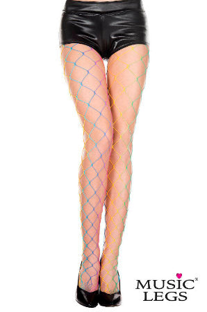 Music Legs - Big Diamond Net Rainbow Tights