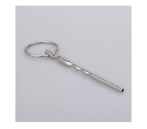 Love In Leather - Stainless Steel Urethral Sound With Ring - 011