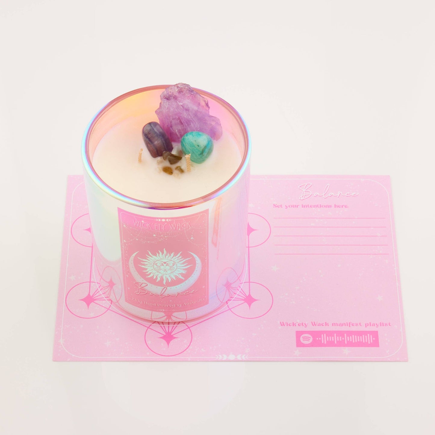 Wick’ety Wack - Manifestation Crystal Candle Collection: Worthy - Pink Sugar