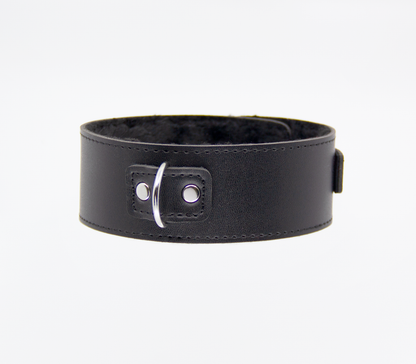 Love in Leather - Faux Leather Collar & Lead with Fur Lining - Black