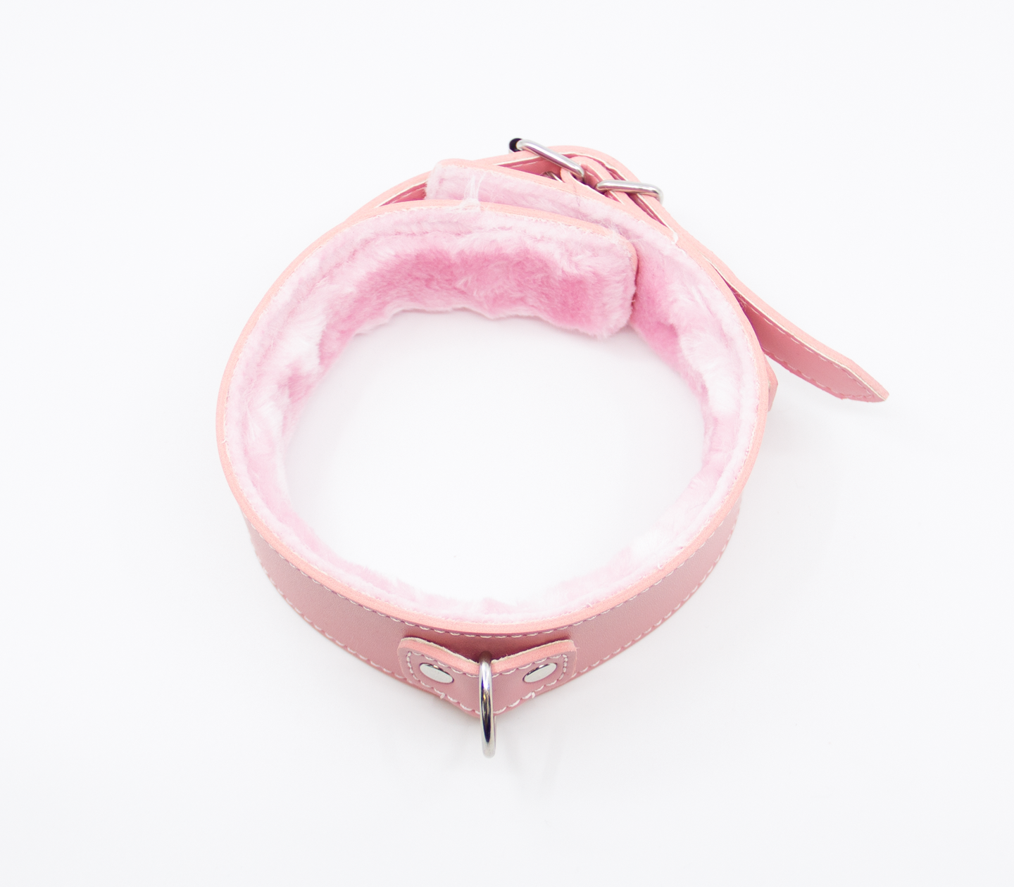 Love in Leather - Faux Leather Collar & Lead with Fur Lining - Pink