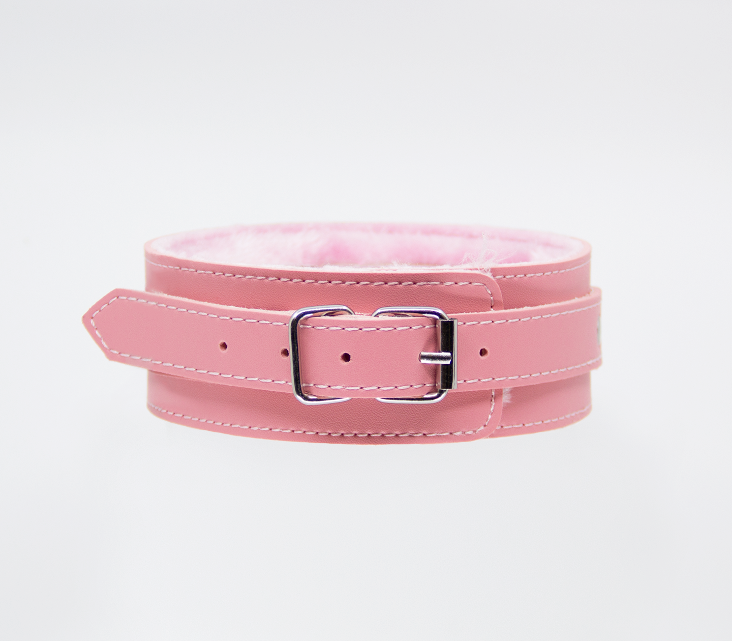 Love in Leather - Faux Leather Collar & Lead with Fur Lining - Pink