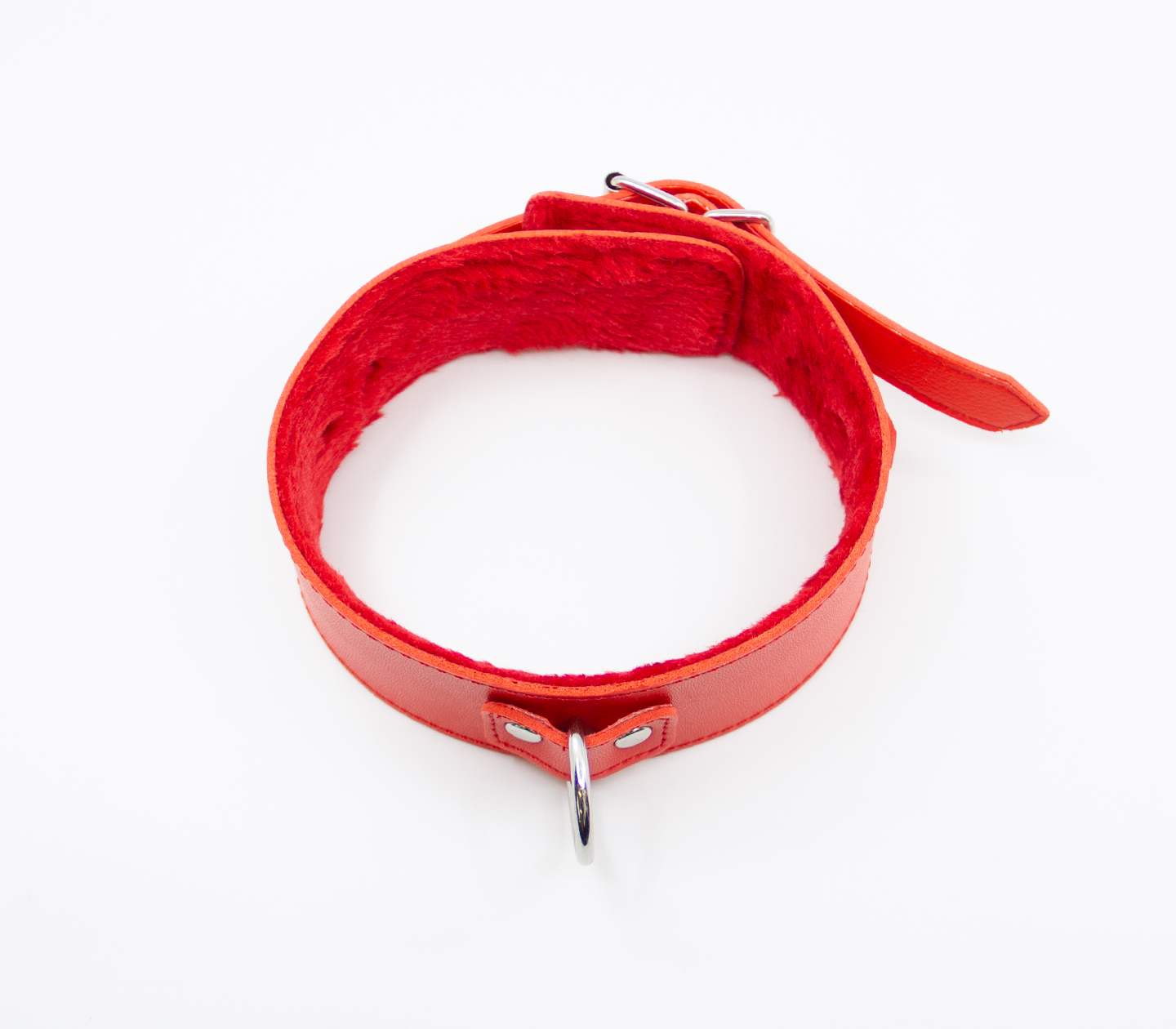 Love in Leather - Faux Leather Collar & Lead with Fur Lining - Red