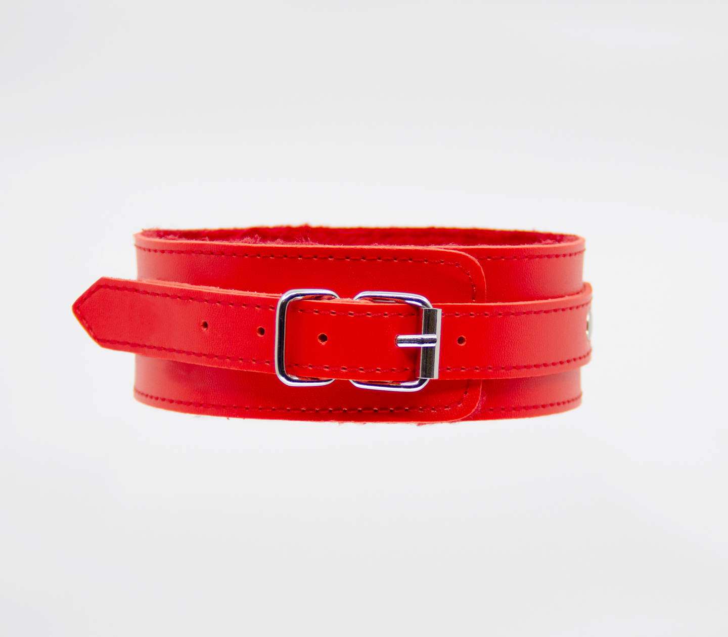 Love in Leather - Faux Leather Collar & Lead with Fur Lining - Red