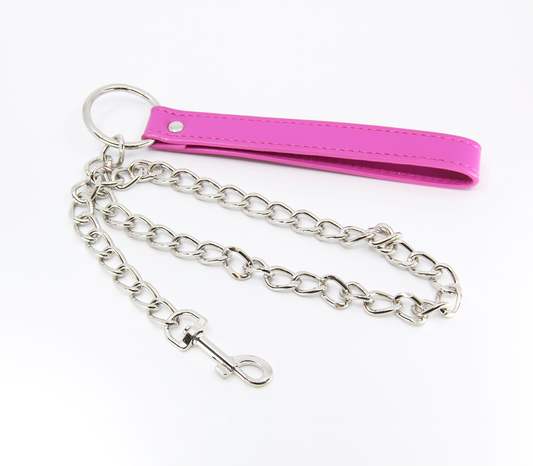 Berlin Baby - Chain Lead with Faux Leather Handle - Pink