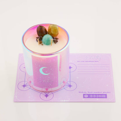 Wick’ety Wack - Manifestation Crystal Candle Collection: Worthy - Pink Sugar