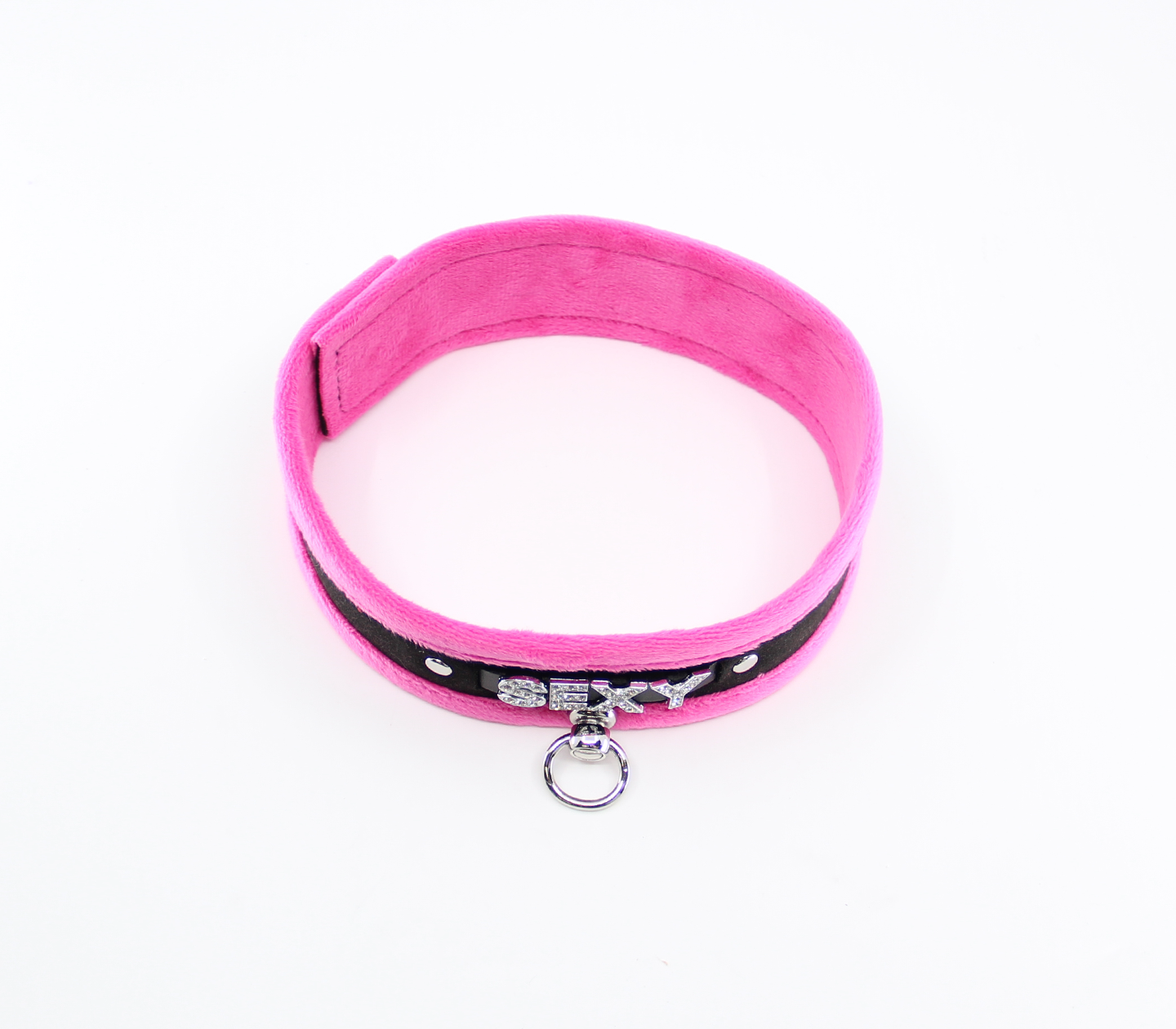 Love in Leather - Diamanté Embellished Soft Collar - 'Sexy' - Pink