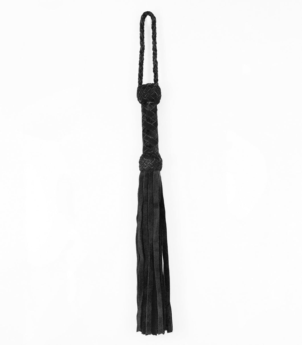 Suede Leather Whip with Turks Head Handle - Black 66cm