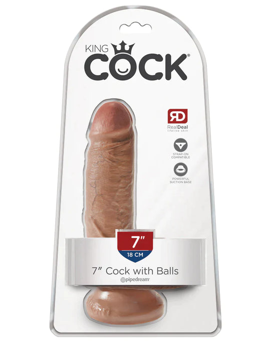 King Cock - 7" Cock with Balls - Tan