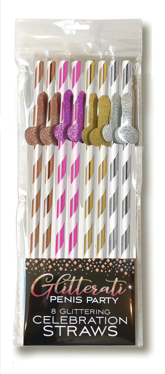 Glitterati Penis Party Glittering Celebration Straws - Tall