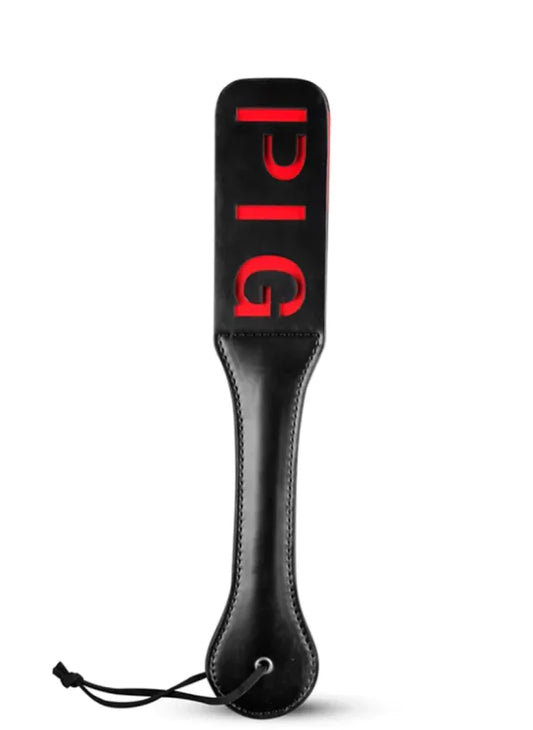 Berlin Baby - Faux Leather Paddle 'Pig' Imprint - Red & Black