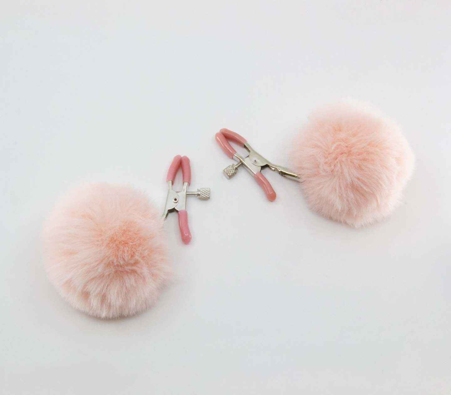 Love in Leather - Nipple Clamps with Pom-Pom Tassels - Pink