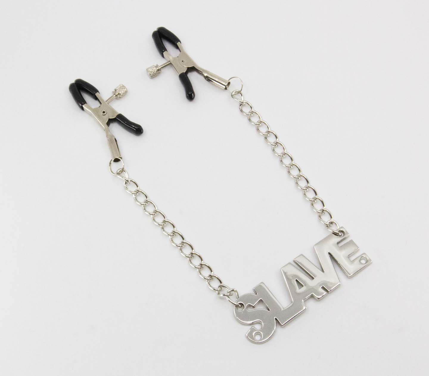 Love in Leather - Nipple Clamps with 'Slave' Chain