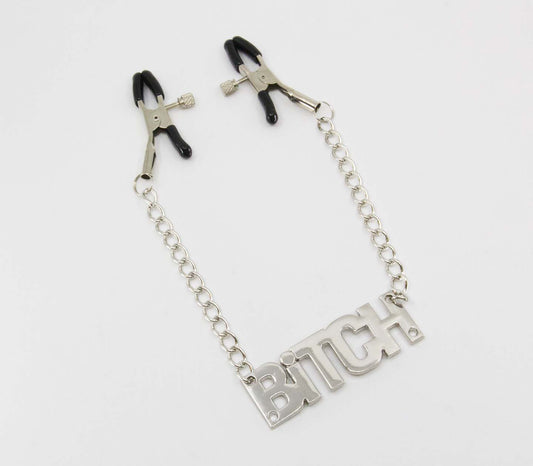 Love in Leather - Nipple Clamps with 'Bitch' Chain