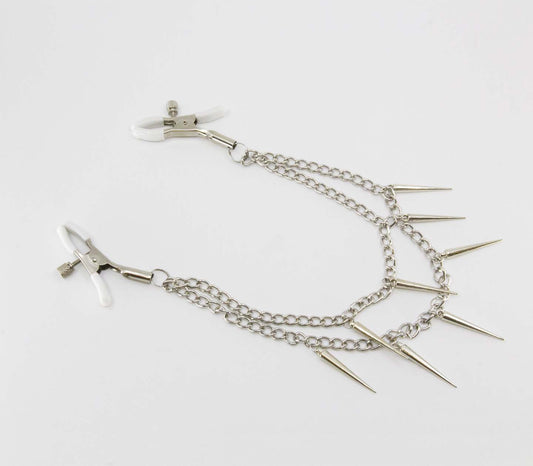 Love in Leather - Nipple Clamps with Spiked Chain