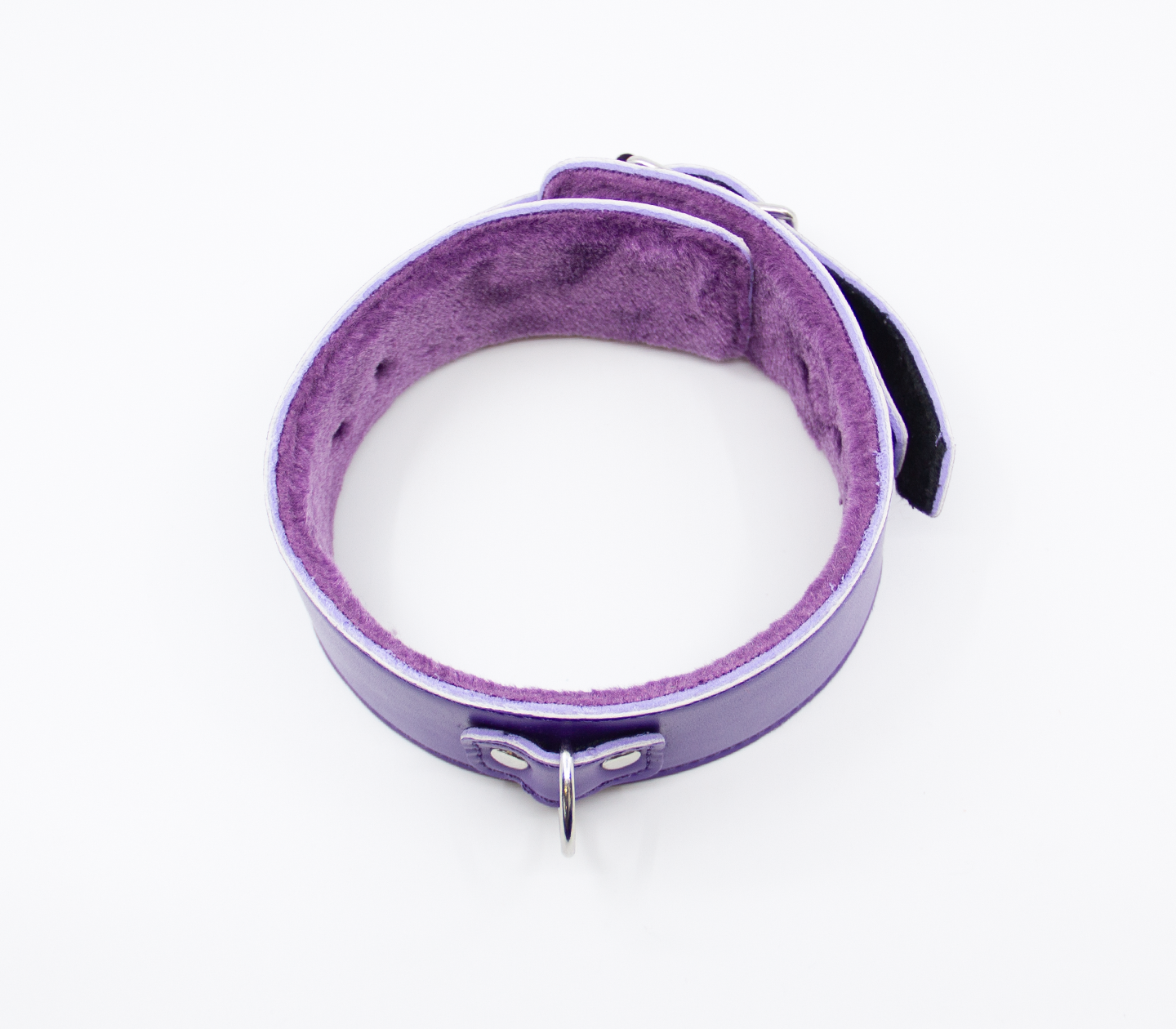 Love in Leather - Faux Leather Collar & Lead with Fur Lining - Purple