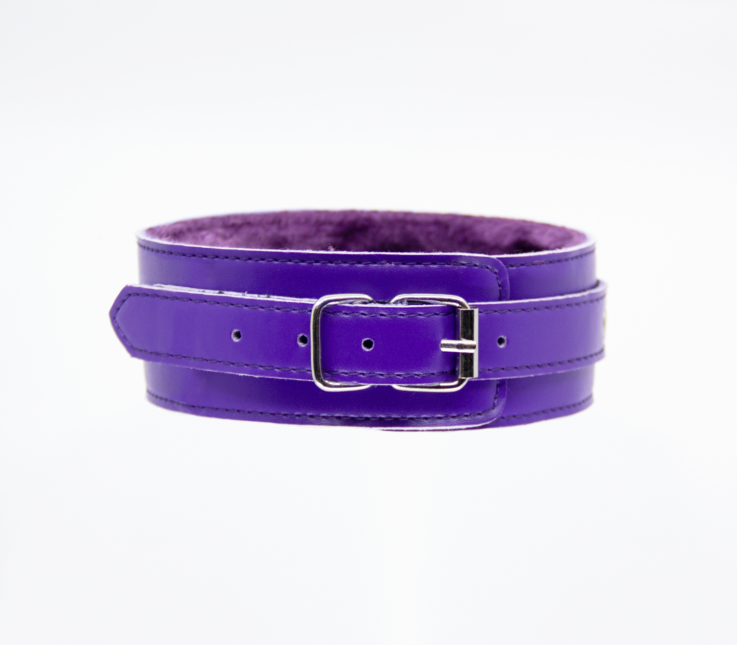 Love in Leather - Faux Leather Collar & Lead with Fur Lining - Purple