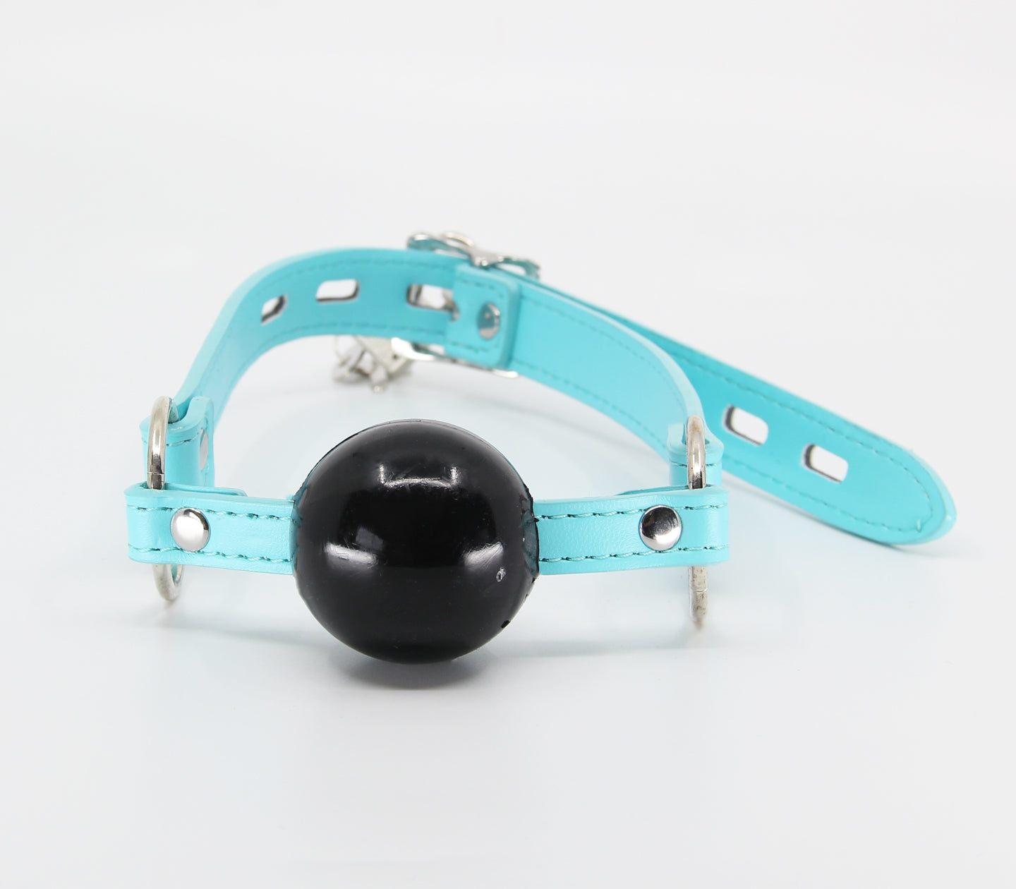 Berlin Baby - Solid Rubber Gag with Faux Leather Lockable Straps - Turquoise