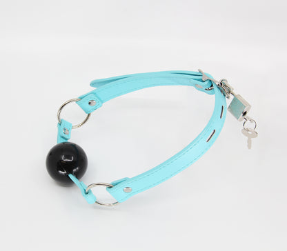 Berlin Baby - Solid Rubber Gag with Faux Leather Lockable Straps - Turquoise