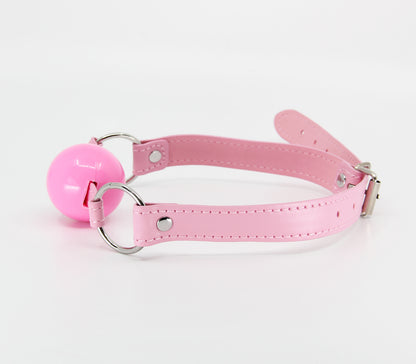 Berlin Baby - Solid Rubber Gag with Faux Leather Straps - Pink