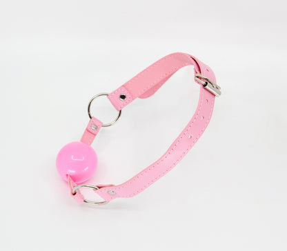 Berlin Baby - Solid Rubber Gag with Faux Leather Straps - Pink