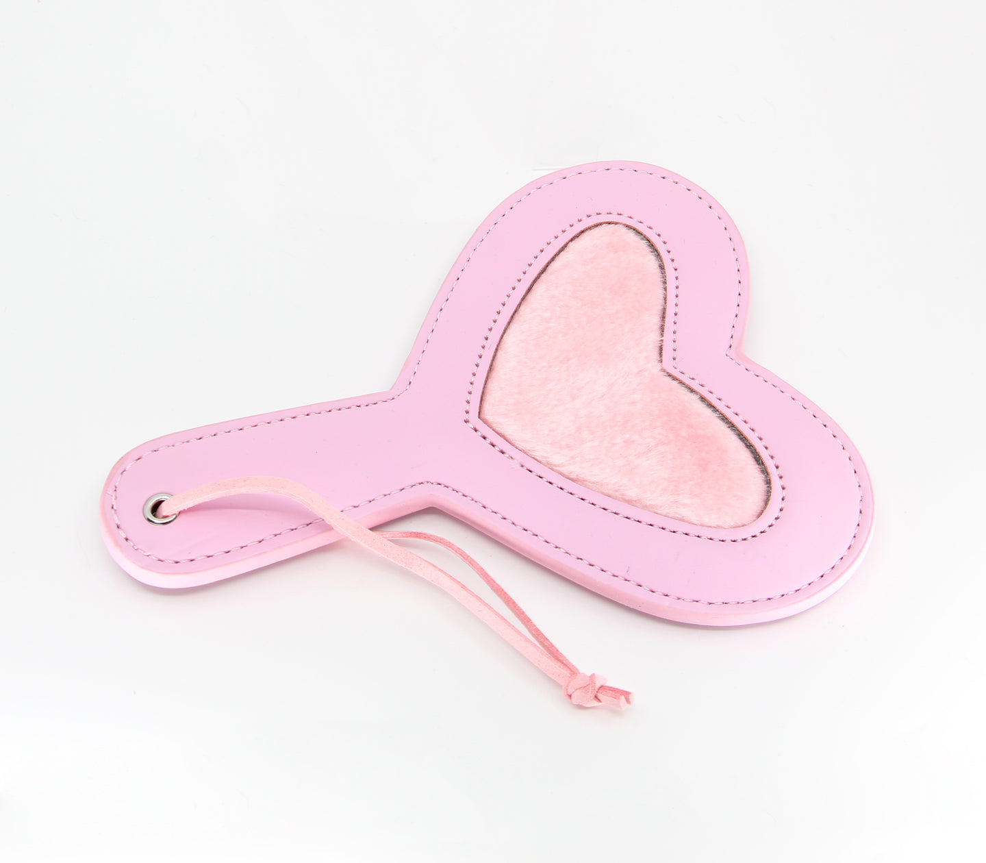 Vegan Leather Heart Paddle with Faux Fur Centre - Pink