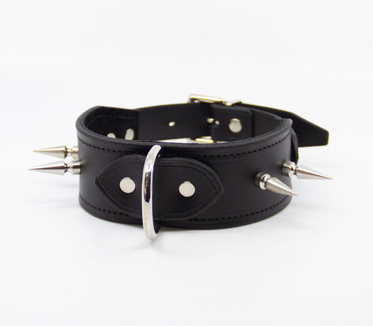 Love in Leather - Long Spiked Leather Collar