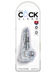 King Cock - 4" Cock with Balls - Clear
