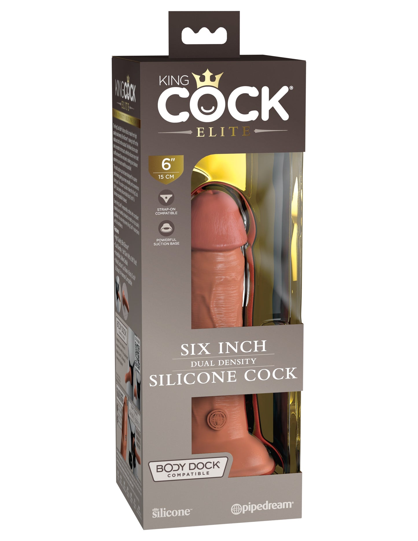 King Cock Elite - Dual Density Silicone Cock -  6" Tan