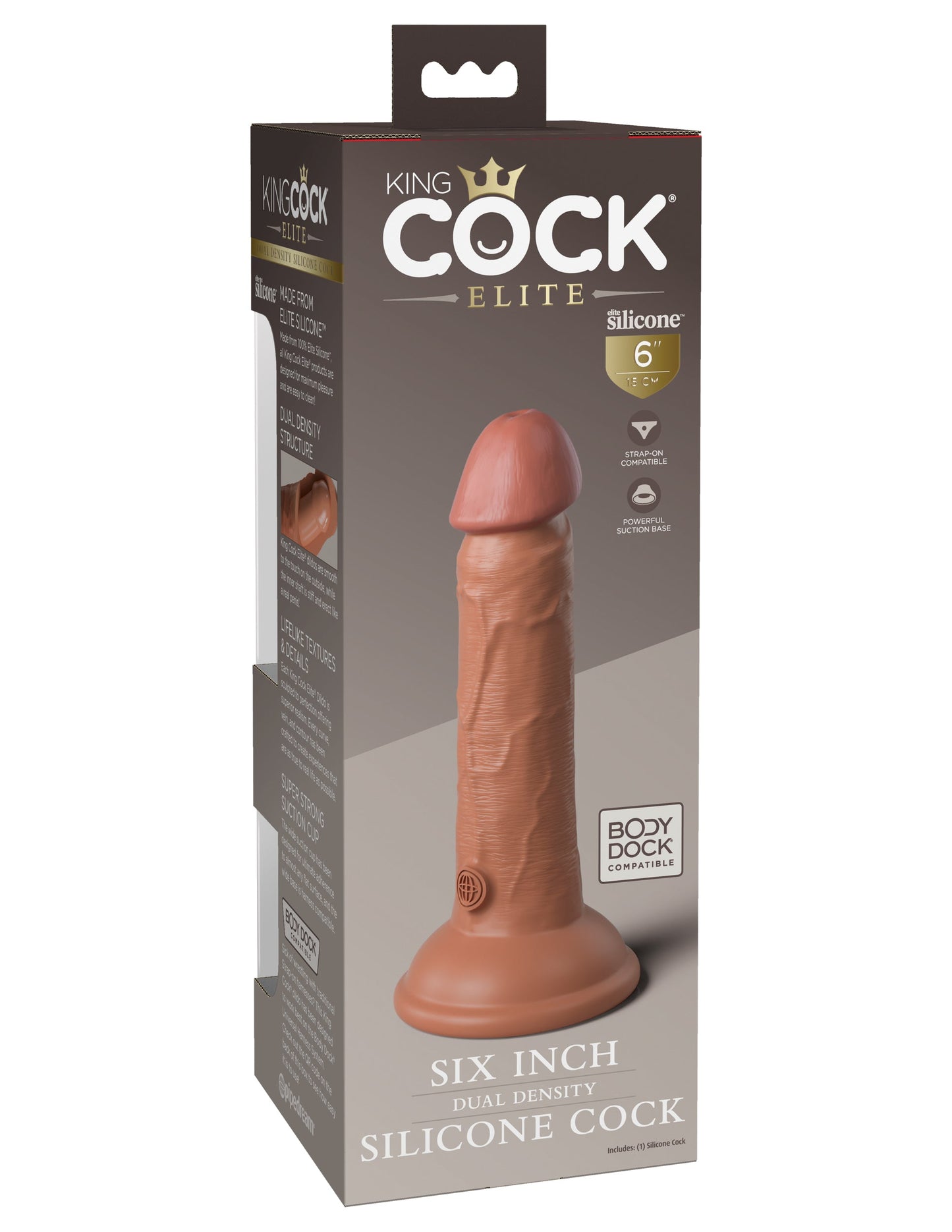 King Cock Elite - Dual Density Silicone Cock -  6" Tan