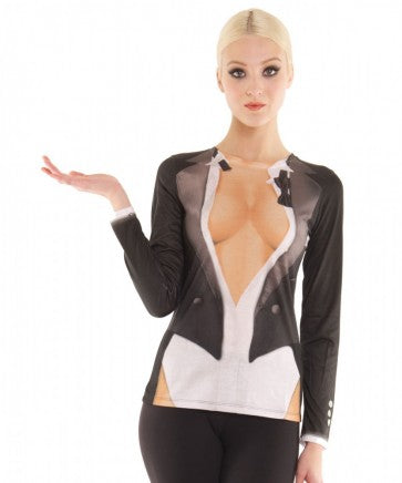 Cleavage Tux Long Sleeve Top